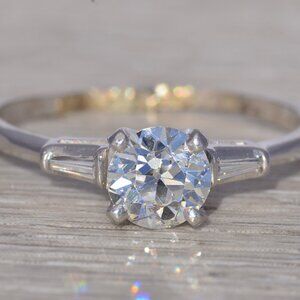Old European Cut Natural Diamond Engagement Ring in Platinum
